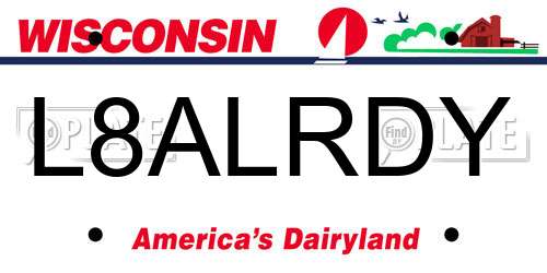 L8ALRDY Wisconsin License Plate