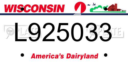 L925033 Wisconsin License Plate