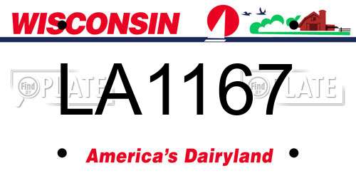 LA1167 Wisconsin License Plate
