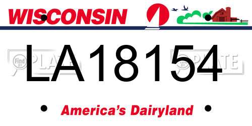 LA18154 Wisconsin License Plate