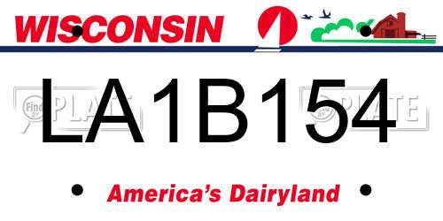 LA1B154 Wisconsin License Plate