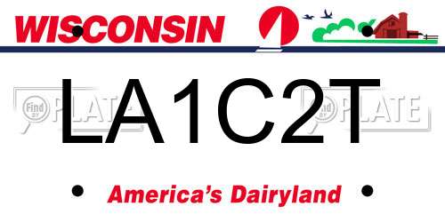 LA1C2T Wisconsin License Plate