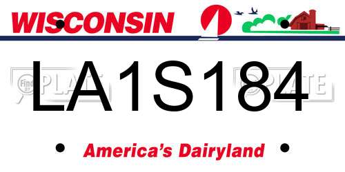 LA1S184 Wisconsin License Plate