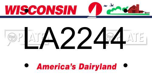LA2244 Wisconsin License Plate