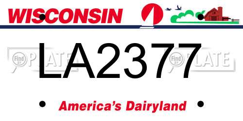 LA2377 Wisconsin License Plate