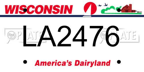 LA2476 Wisconsin License Plate