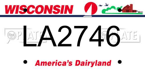 LA2746 Wisconsin License Plate