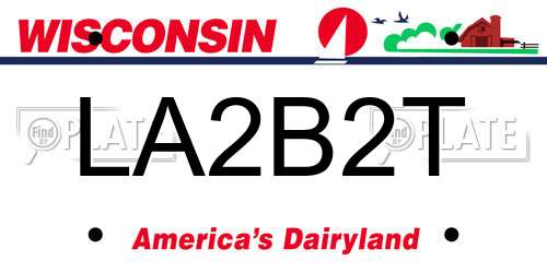 LA2B2T Wisconsin License Plate
