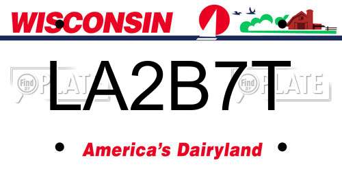 LA2B7T Wisconsin License Plate