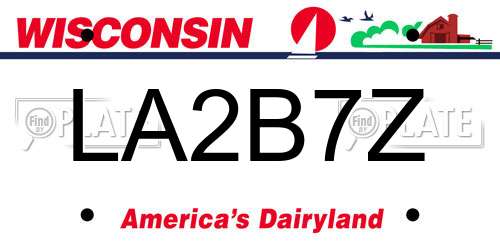 LA2B7Z Wisconsin License Plate