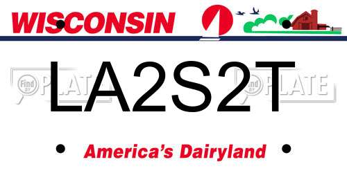 LA2S2T Wisconsin License Plate