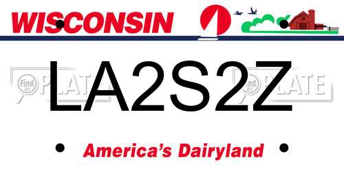LA2S2Z Wisconsin License Plate