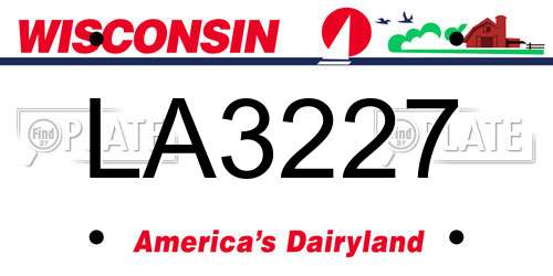 LA3227 Wisconsin License Plate