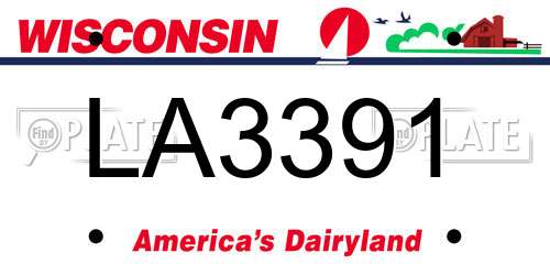 LA3391 Wisconsin License Plate