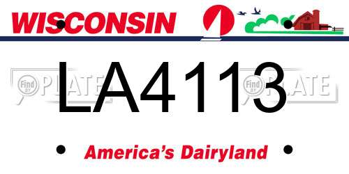 LA4113 Wisconsin License Plate