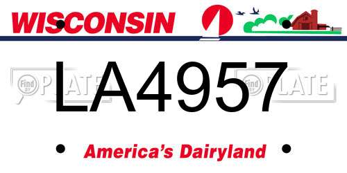 LA4957 Wisconsin License Plate