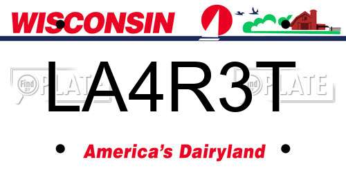 LA4R3T Wisconsin License Plate