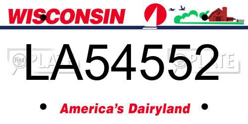 LA54552 Wisconsin License Plate