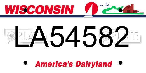 LA54582 Wisconsin License Plate