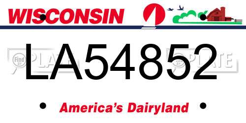 LA54852 Wisconsin License Plate