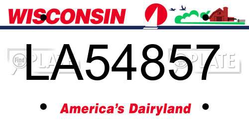 LA54857 Wisconsin License Plate
