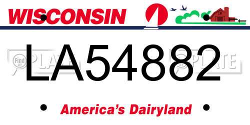 LA54882 Wisconsin License Plate