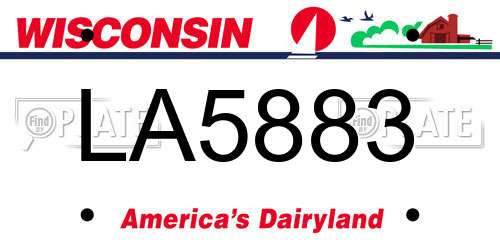LA5883 Wisconsin License Plate