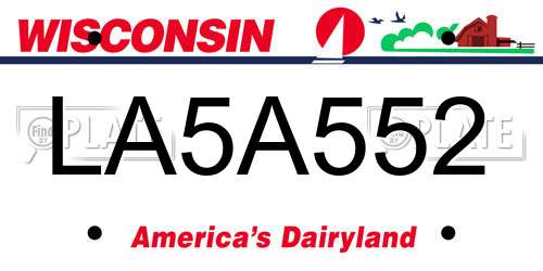 LA5A552 Wisconsin License Plate