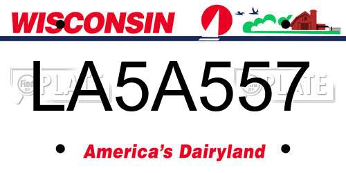 LA5A557 Wisconsin License Plate