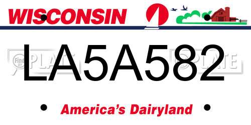 LA5A582 Wisconsin License Plate