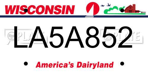 LA5A852 Wisconsin License Plate