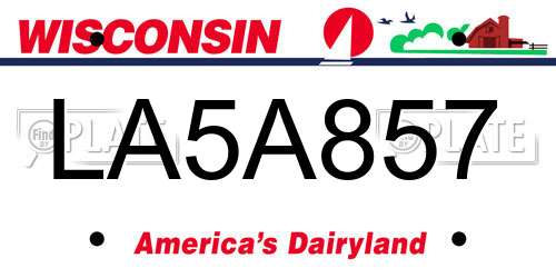 LA5A857 Wisconsin License Plate