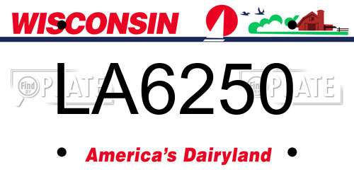 LA6250 Wisconsin License Plate