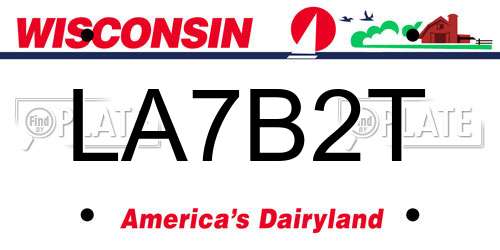 LA7B2T Wisconsin License Plate