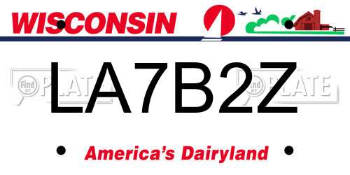 LA7B2Z Wisconsin License Plate