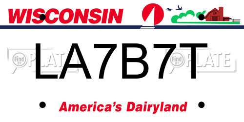 LA7B7T Wisconsin License Plate