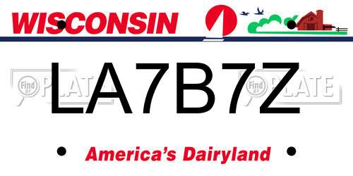 LA7B7Z Wisconsin License Plate