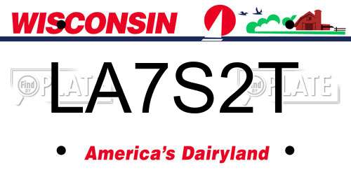 LA7S2T Wisconsin License Plate