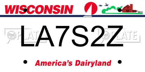 LA7S2Z Wisconsin License Plate