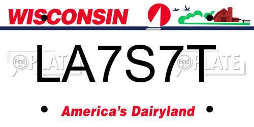LA7S7T Wisconsin License Plate