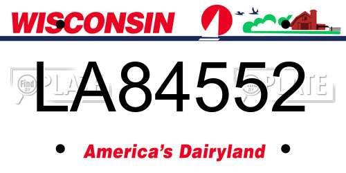 LA84552 Wisconsin License Plate
