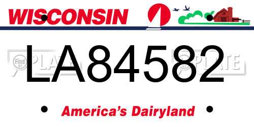 LA84582 Wisconsin License Plate