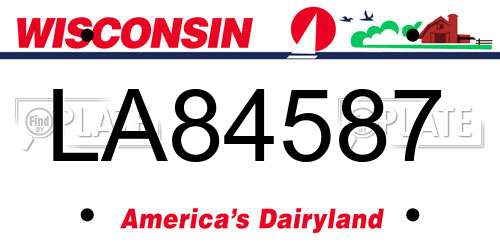 LA84587 Wisconsin License Plate