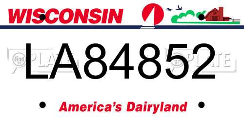 LA84852 Wisconsin License Plate