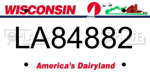 LA84882 Wisconsin License Plate