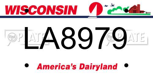 LA8979 Wisconsin License Plate