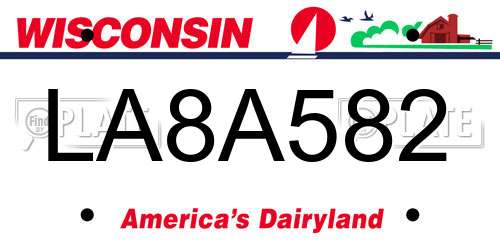 LA8A582 Wisconsin License Plate