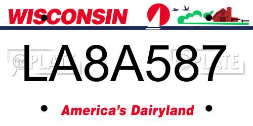 LA8A587 Wisconsin License Plate
