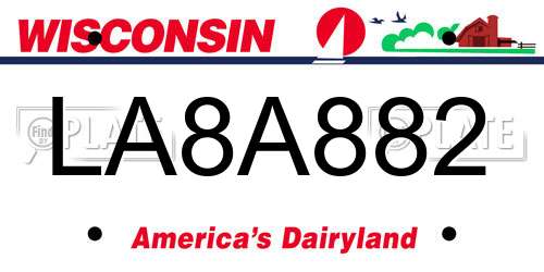 LA8A882 Wisconsin License Plate