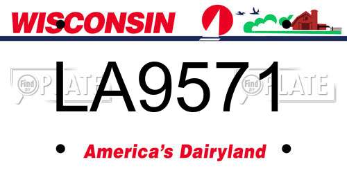 LA9571 Wisconsin License Plate